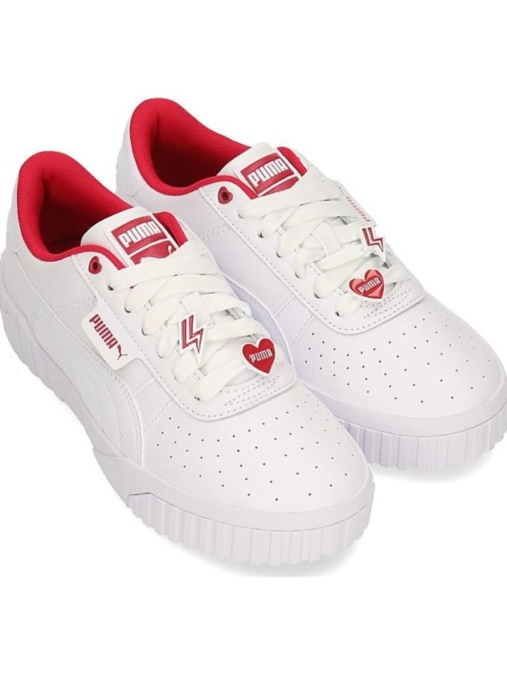 Puma Womens White Pink Cali “GRL PWR” Galentines Day Sneakers Shoes Size 9